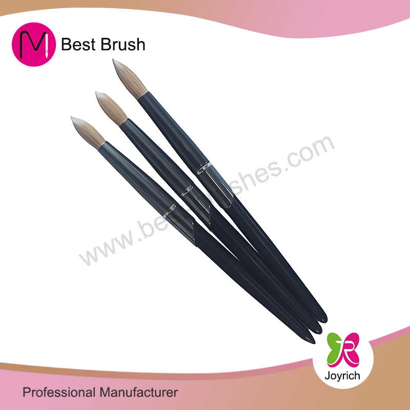 Brosse à ongles en acrylique kolinsky en métal noir