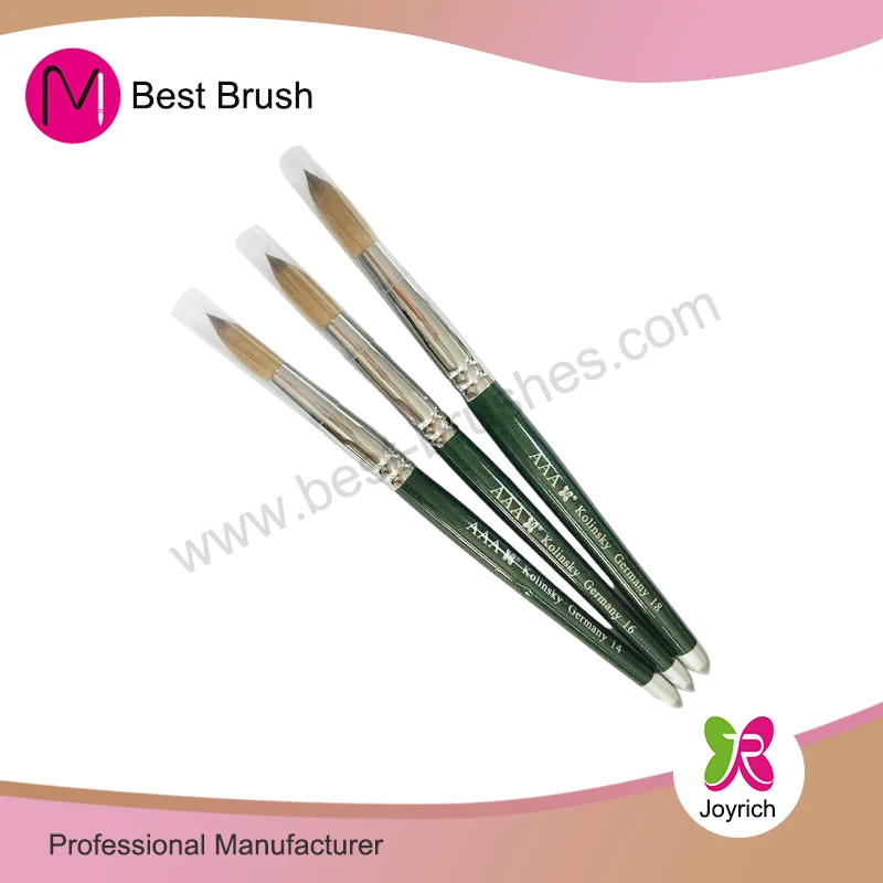 Brosse à ongles acrylique kolinsky en argent vert