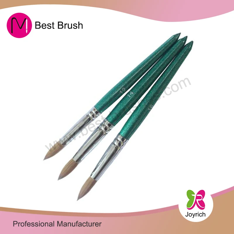 Brosse à ongles en acrylique en bois vert kolinsky