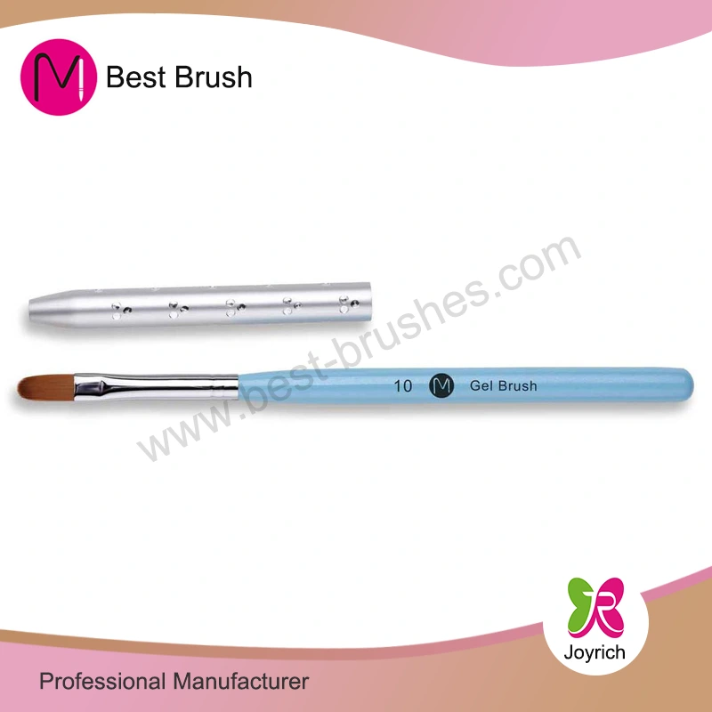 Brosse de gel à cheveux en nylon en bois bleu clair avec capuchon