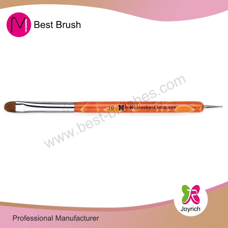 Brosse à ongles français à cheveux kolinsky acrylique orange